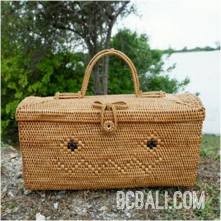 container box handbag ethnic travel rattan grass natural design